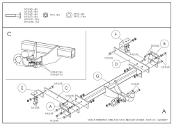 Фаркоп оцинкованный Galia N047A для Nissan Interstar 1998-2010, Opel Movano A 1999-2010, Renault Master 1998-2010(паспорт и сертификат в комплекте)(без электрики)