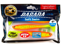 Виброхвост LUCKY JOHN Basara Soft Swim 3D, 6.0in (152 мм), цвет PG03, 3 шт.