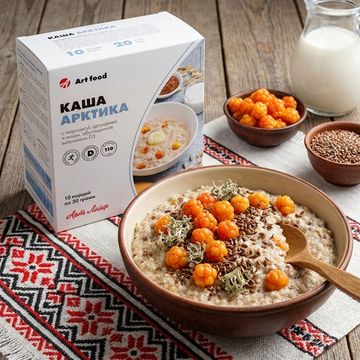 Каша Арктика, с морошкой, цетрарией и льном