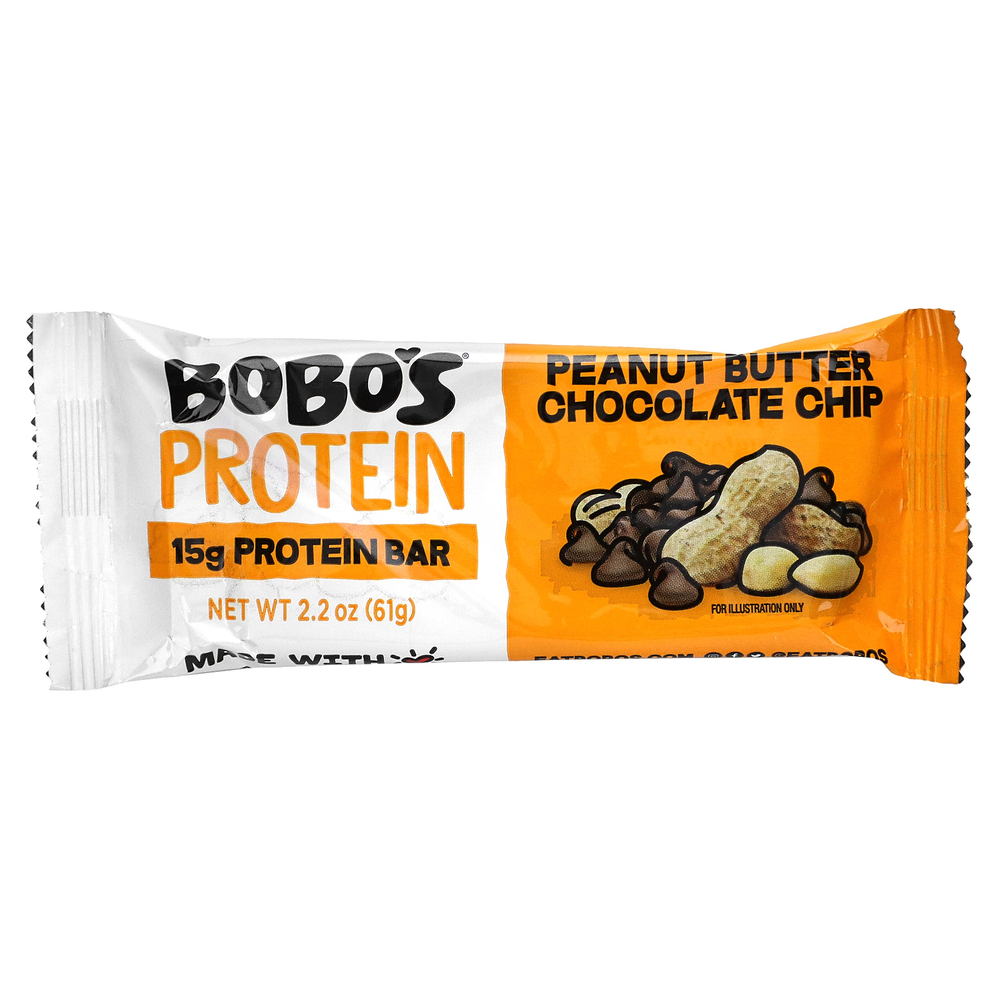 Bobo's Oat Bars, Protein Bars, арахисовая паста с шоколадной крошкой, 12 батончиков, 61 г (2,2 унции)
