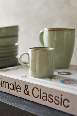 ZARA HOME ФАРФОРОВАЯ КРУЖКА С ОБОДКОМ ПОД СТАРИНУ, ЦВЕТ МОРСКОЙ ВОЛНЫ