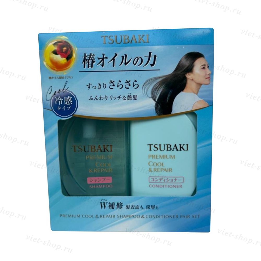 Японский набор Shiseido Tsubaki Premium Cool (шампунь и кондиционер)