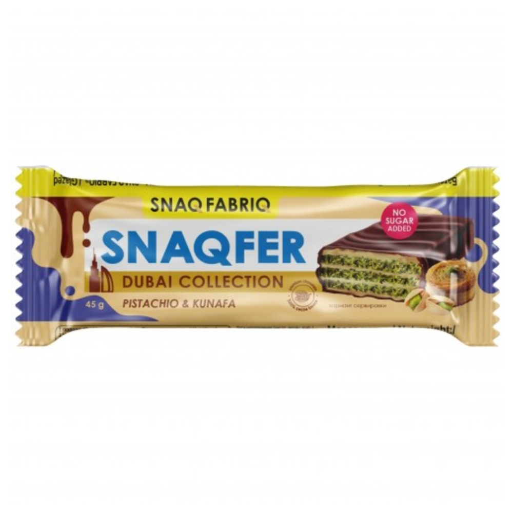 SNAQ FABRIQ Батончик вафельный глазированный с фисташковой пастой и хрустящим тестом (45 гр.)