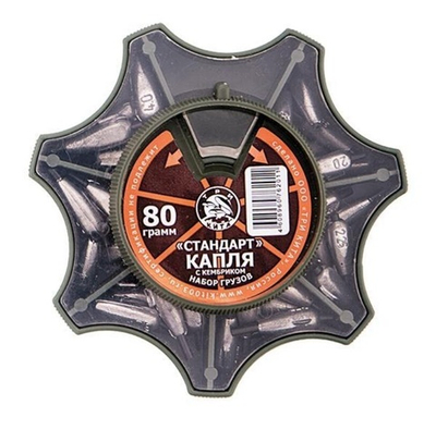 Набор грузов для рыбалки КАПЛЯ с кембриком СТАНДАРТ 80гр.