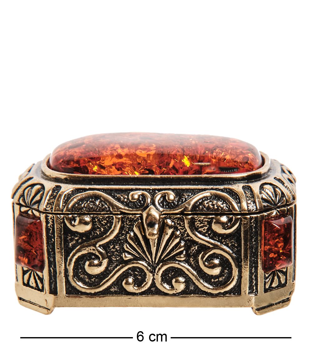 Народные промыслы AM-3268 Шкатулка «Ларец» (латунь, янтарь)