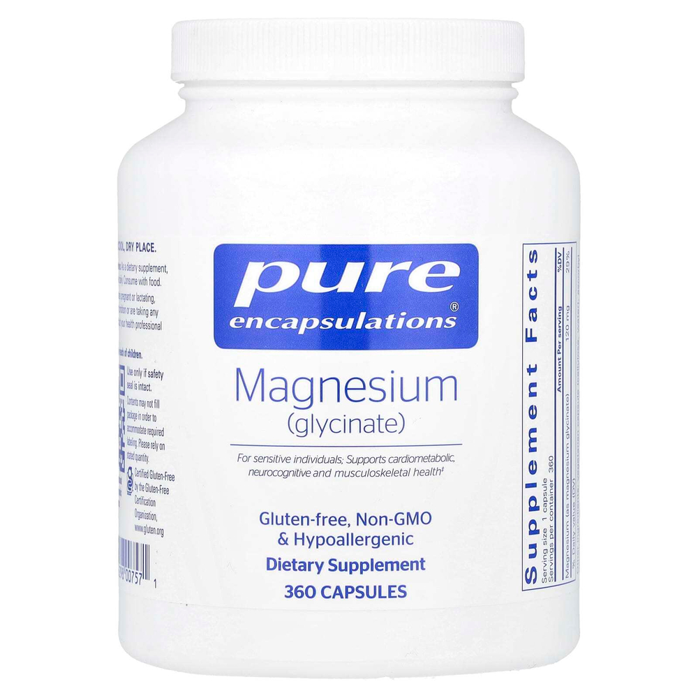 Pure Encapsulations, Магний (глицинат), 360 капсул (120 мг на капсулу)