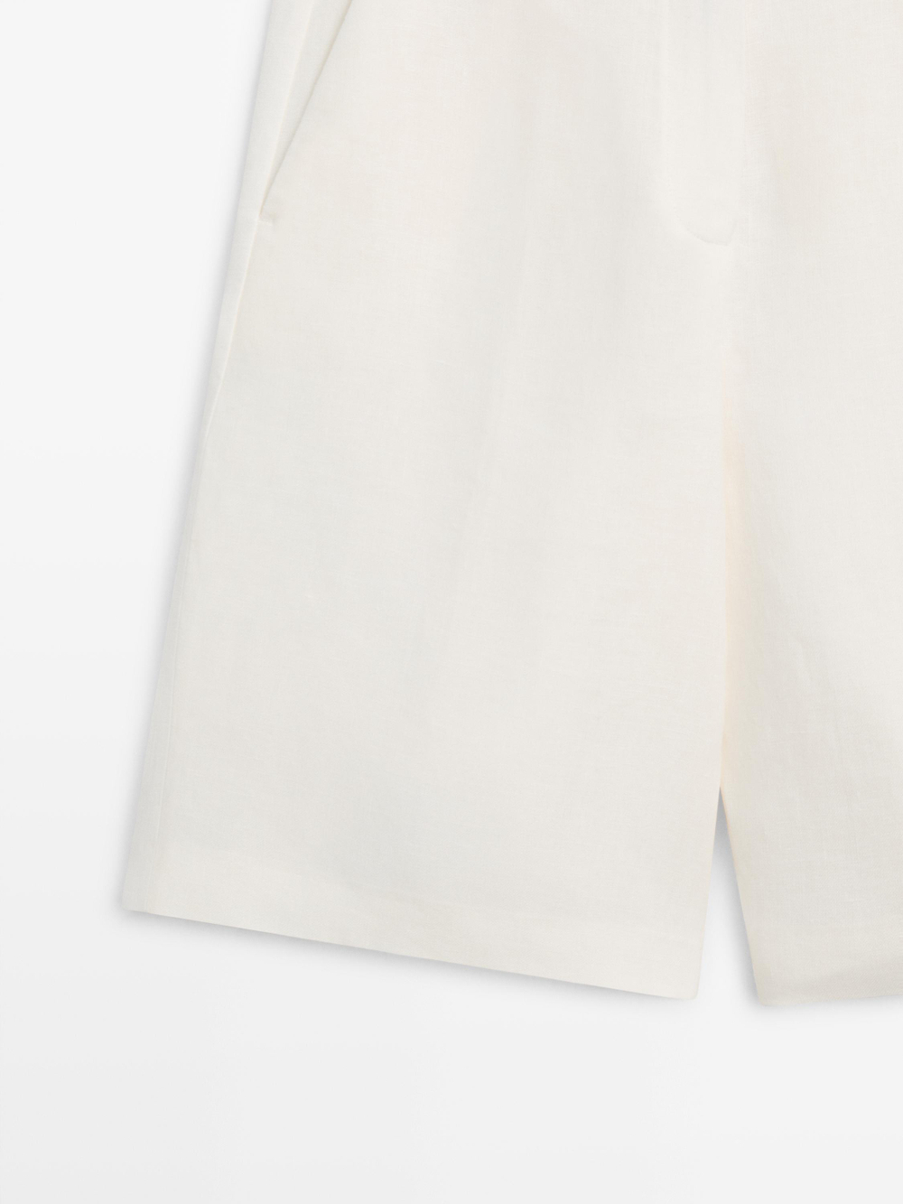 Massimo Dutti Длинные льняные бермуды, экрю