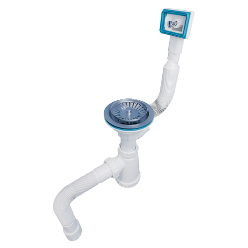 Сифон 3 1/2*40 с носиком, с прямоуг. переливом, с гофрой 40*40*50 (1450мм) BKG40145W ИНКОПЛАСТ