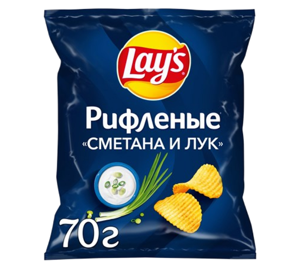 Чипсы Lay's рифленые Сметана и лук, 70г