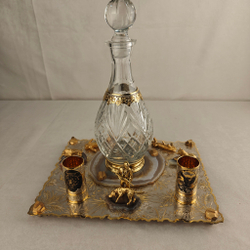 Набор водочный с графином на агате "Охотник"