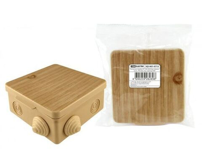 Распаечная коробка TDM ОП 100х100х55мм, крышка, сосна, IP54, 8входов индивидуальный штрихкод SQ1401-0713 - 18 шт