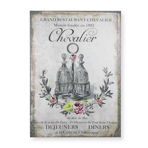 Панно "Ресторан Шевалье" 70x50x2,5см, дерево,холст