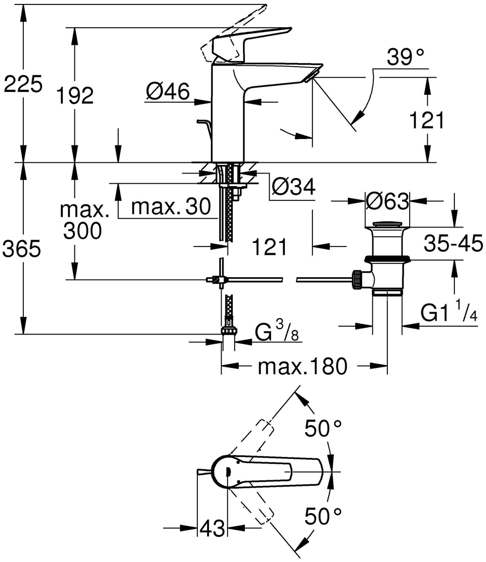 СМЕСИТЕЛЬ Д/РАКОВИНЫ GROHE START 23455002