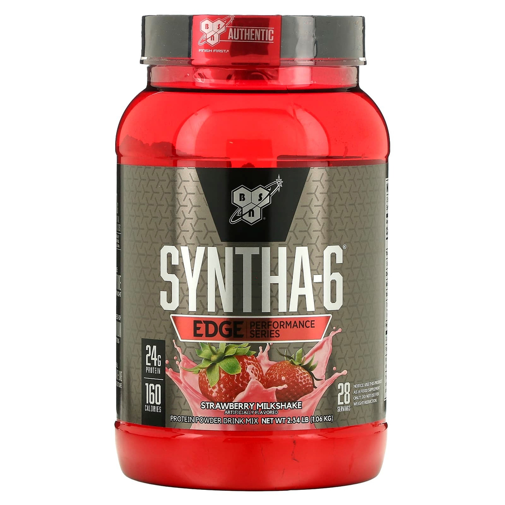 BSN, Syntha-6 Edge®, протеиновая смесь для приготовления напитка, клубничный молочный коктейль, 1,06 кг (2,34 фунта)