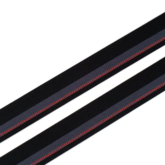 Резинка широкая, черная/полосы цветные 30 мм, Германия