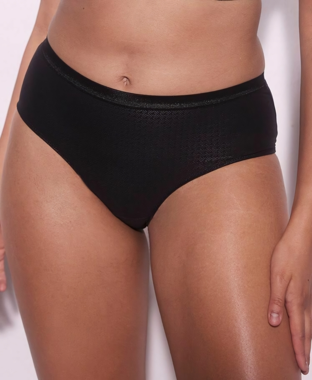 Черные трусики-слипы с завышенной линией талии Diamante (Размер: 44) (Цвет: черный)