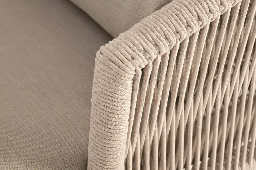 "Верона" лаунж-зона 5-местная плетеная из роупа (веревки), каркас алюминиевый белый, роуп бежевый