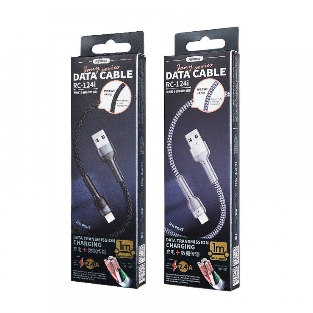 Кабель 1m USB/Lightning 2.4A RC-124i Remax black