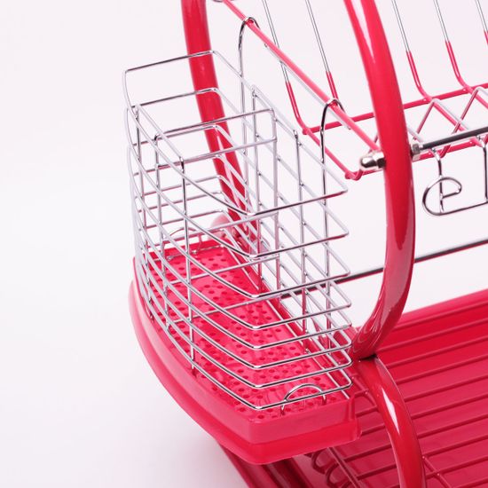 Сушилка для посуды двухъярусная красная Kamille KM-0765A