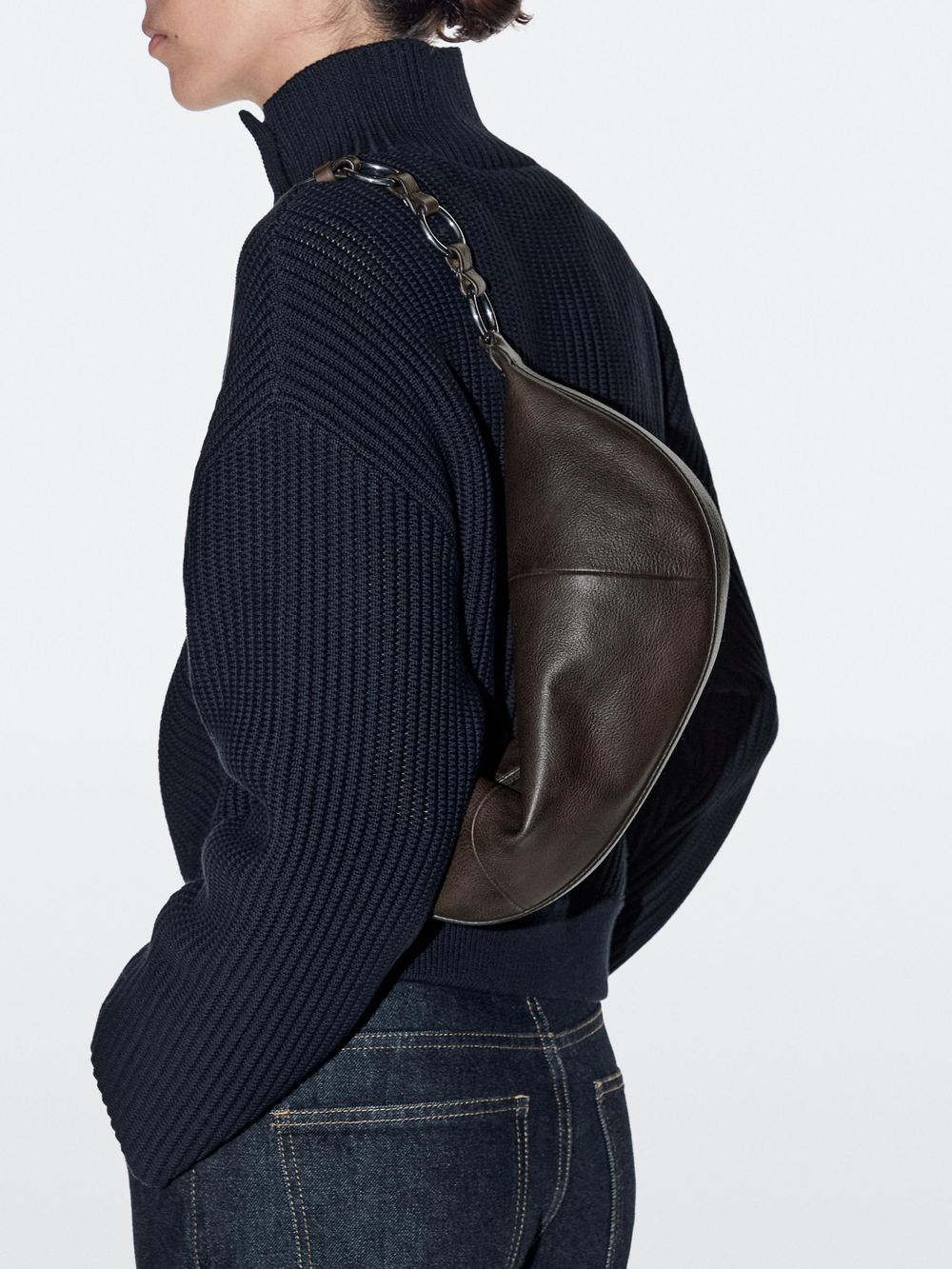 Massimo Dutti Небольшая сумка из кожи наппа, коричневый