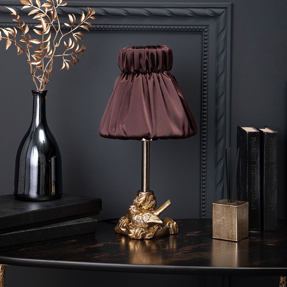 Настольная лампа Белла Бронза с абажуром Адель Шоколад