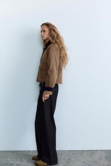 ZARA ДЖИНСОВЫЕ БРЮКИ В ПИЖАМНОМ СТИЛЕ, АНТРАЦИТОВО-СЕРЫЙ