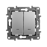 Выключатель 2х-клавишный с подсветкой/индикацией 10А 250В алюминий ETIKA Legrand