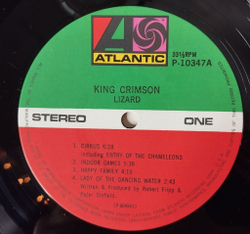 Винтажная виниловая пластинка LP King Crimson Lizard (Japan 1977) (No Obi) P-10347A