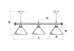 Лампа STARTBILLIARDS 3 пл. (плафоны зеленые,штанга зеленая,фурнитура золото)