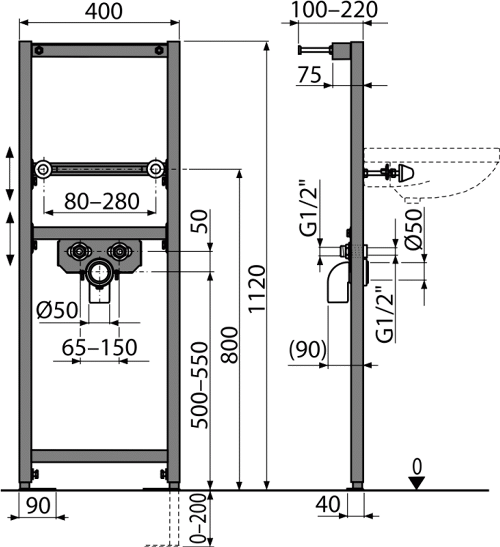 Монтажная рама A104/1120  для умывальника