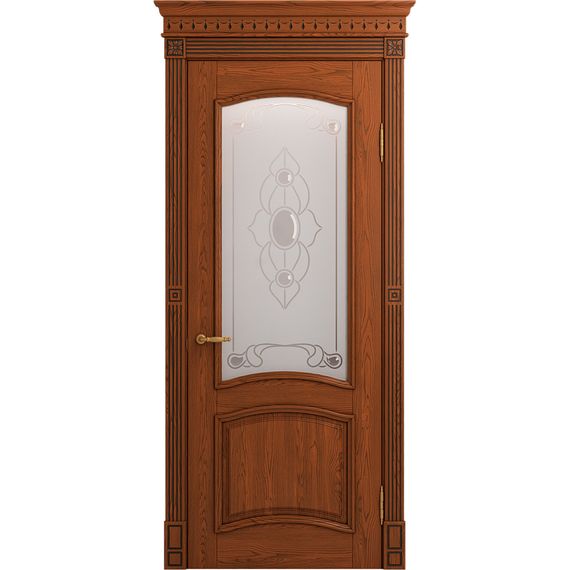 Межкомнатная дверь массив ясеня Viporte Бристоль Декор табачный остеклённая