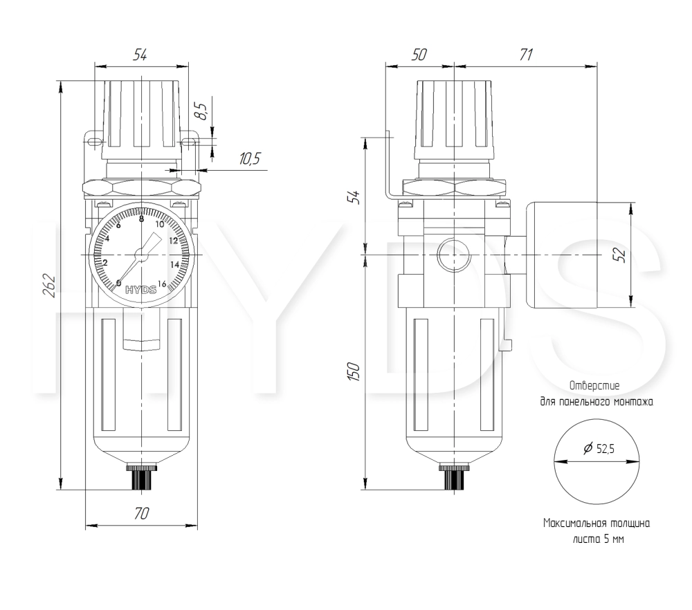 AW4000-04 Фильтр-регулятор G1/2, 10 бар