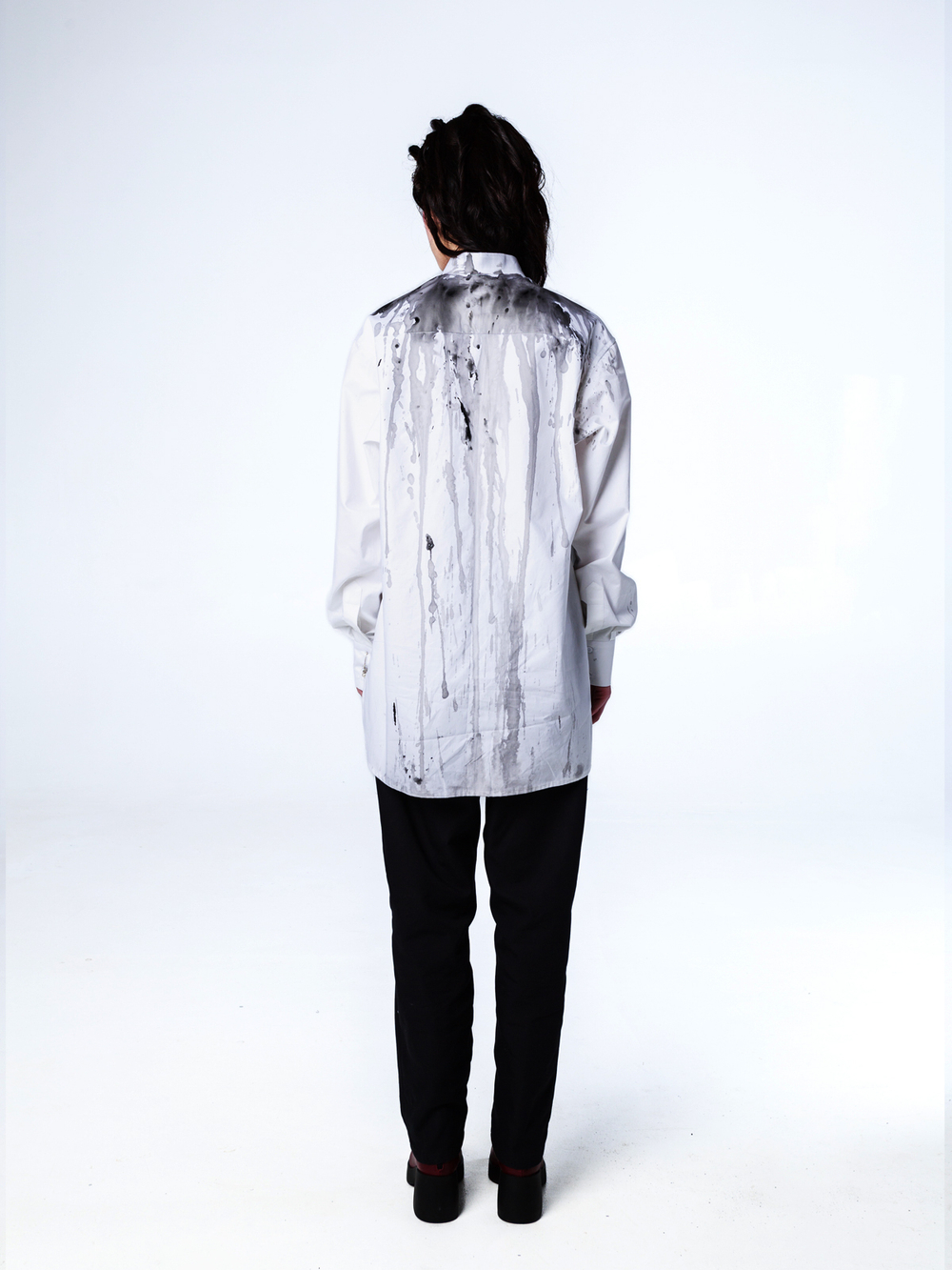 Рубашка "Смородина" с окрашиванием. Бело-черная