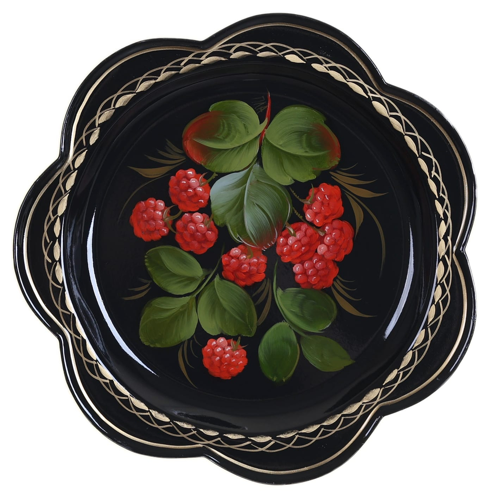 Жостовский поднос декоративный, размер 18 см (A1), металлический