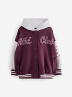 Бомбер с капюшоном для девочки Next B39-544, Бордовый, Белый