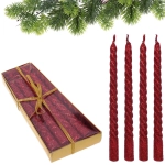 Свечи витые «Звездный блеск» 4шт 15см цвет красный, в подарочной коробке