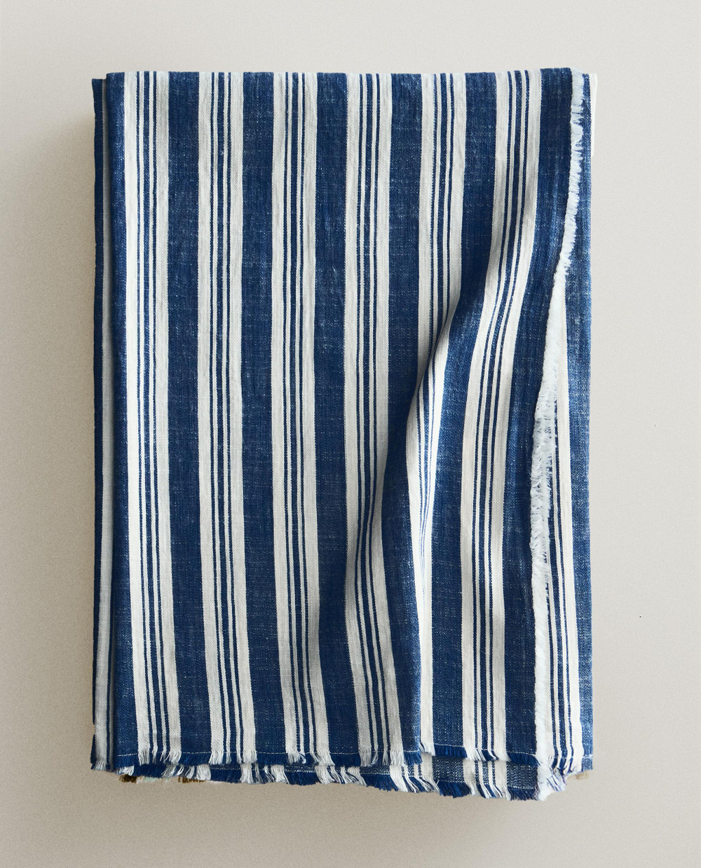 Zara Home плед из хлопка, синий, в полоску · 9126/004