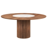 Стол круглый Denver 160, керамика матовая + шпон / опора дерево