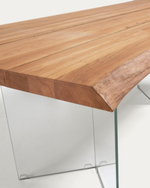 Стол Lotty из дубового шпона с натуральной отделкой и стеклянными ножками 180 x 100 см