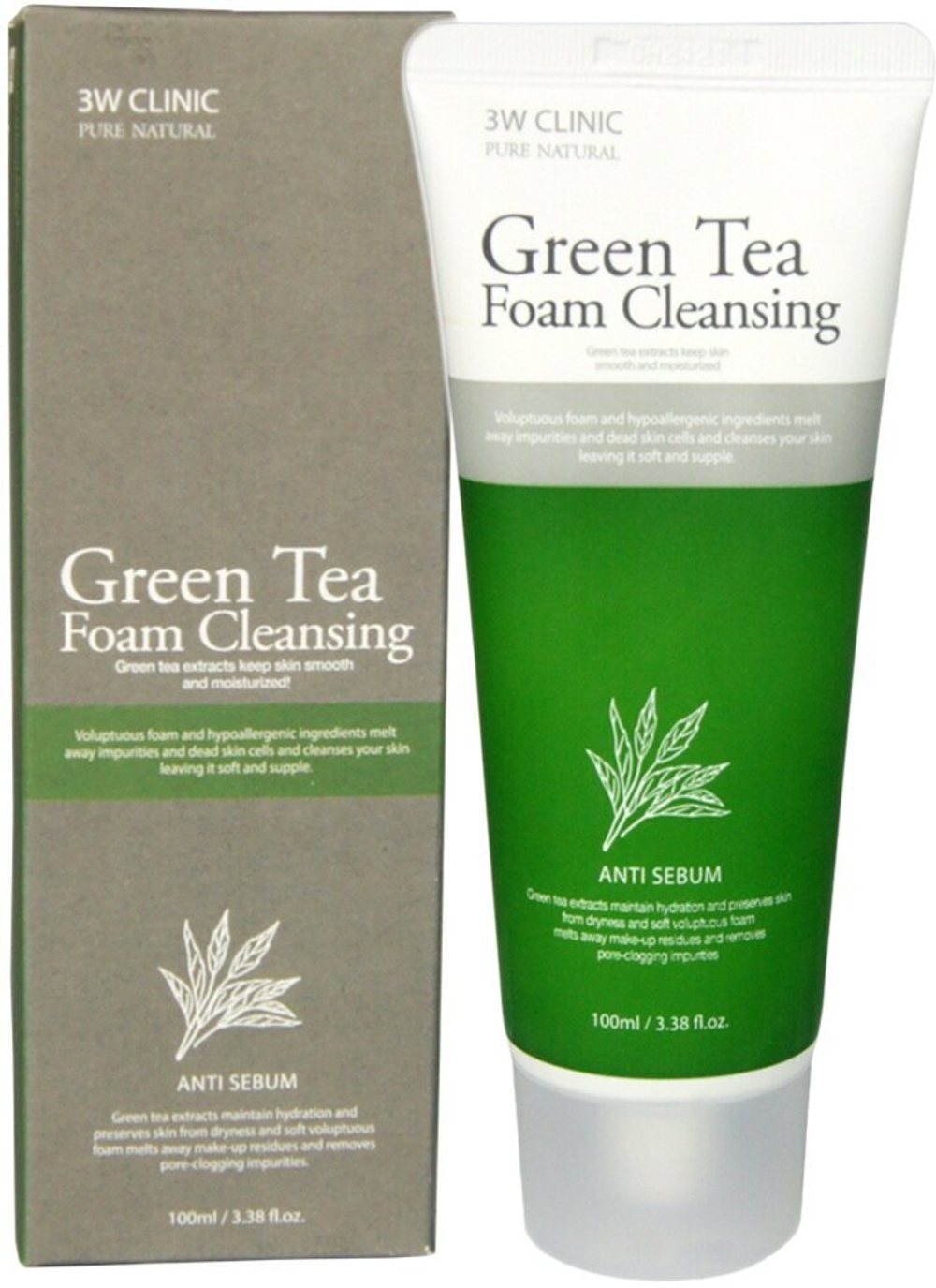 3W Clinic пенка для умывания Green Tea Foam Cleansing, 100 мл