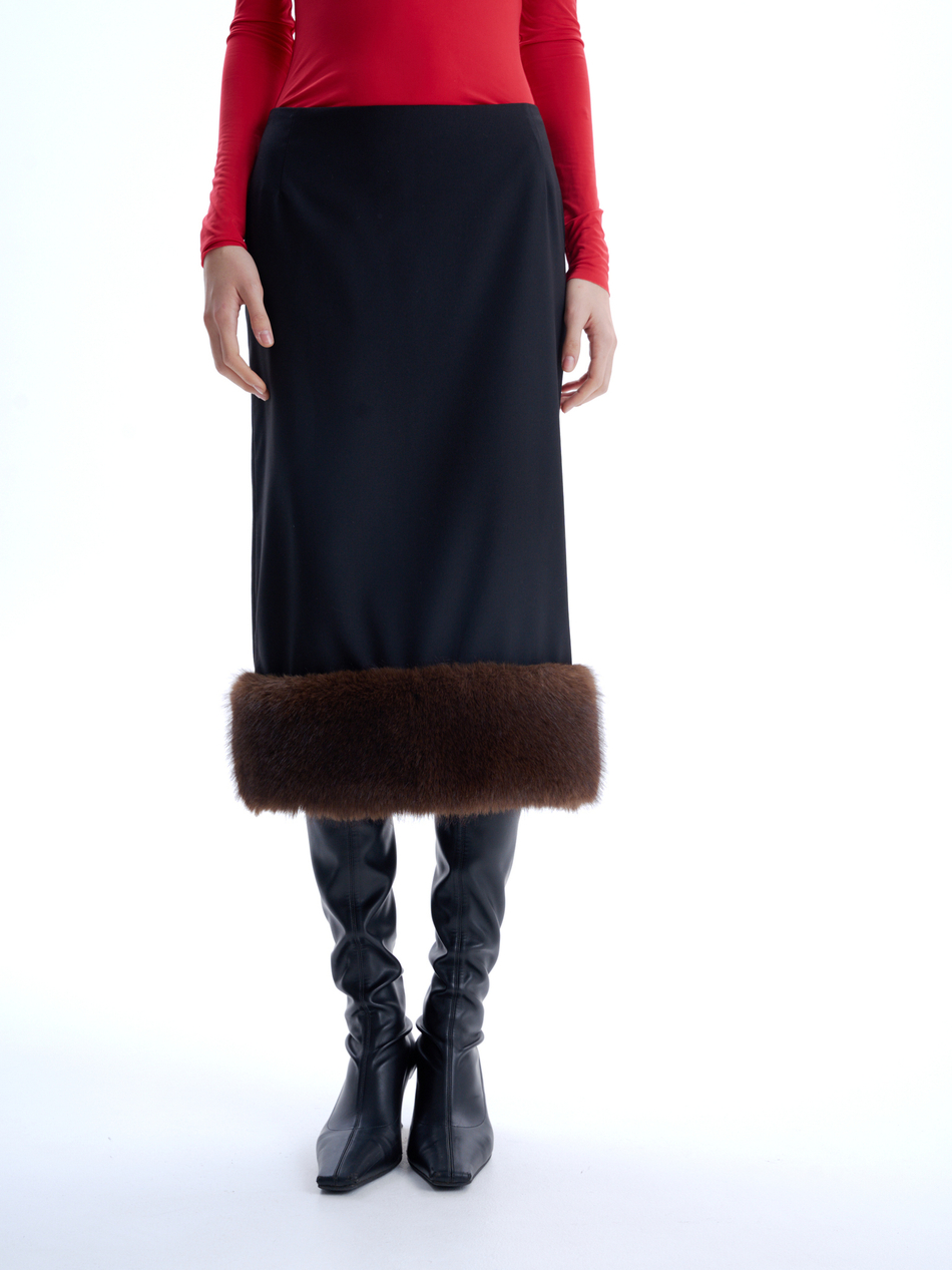 Юбка карандаш с мехом