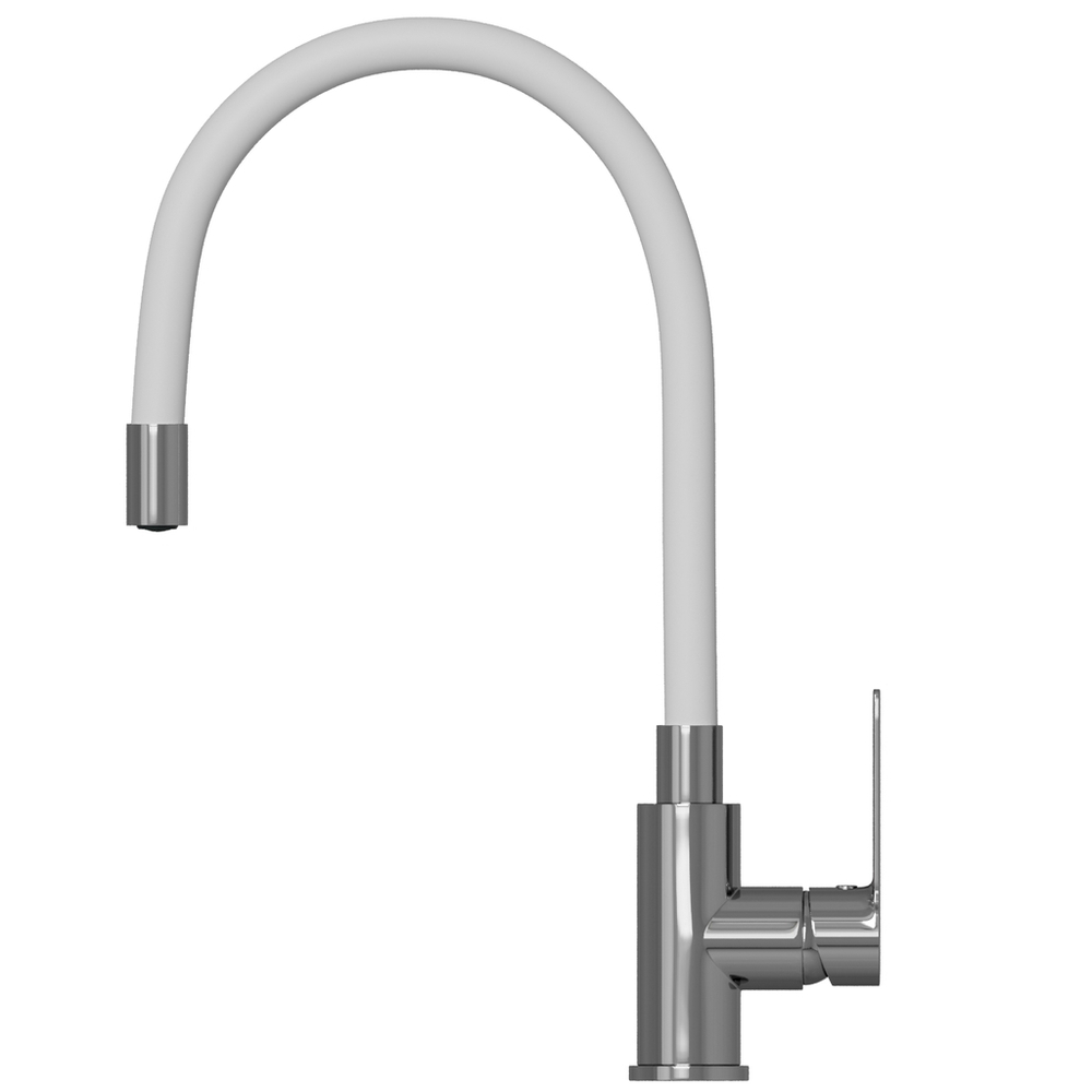 Смеситель для кухни 35к MIXLINE ML35-098 гибкий излив, б/отв, боковая, белый