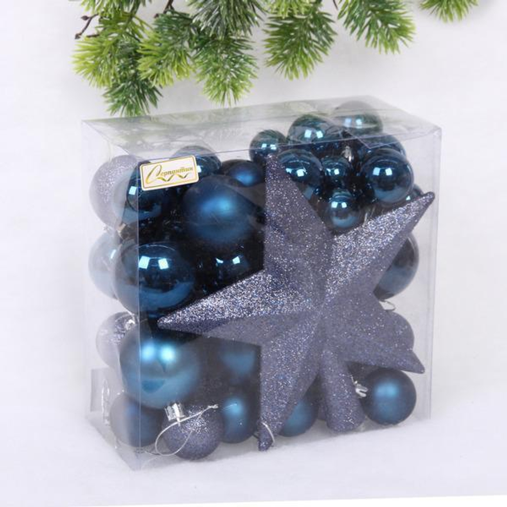 Набор ёлочных украшений "Brilliant fairy tale" 52 предмета, Сапфир (Серпантин)