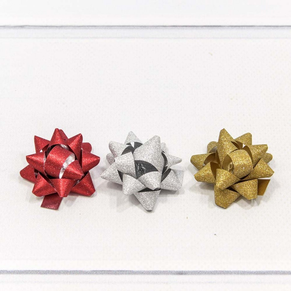 Бант Звезда 3,8см Набор 3 шт "Матовый блеск" (Микс)
