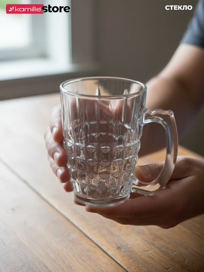 Набор кружек 6 шт. 310 мл. бесцветное стекло, с рельефным узором