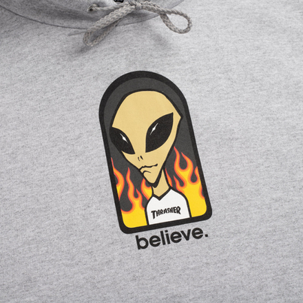Толстовка Thrasher X AWS - Believe Hoodie Grey