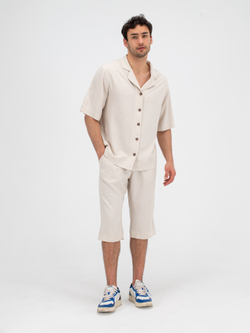 Костюм льняной с шортами. Песочный