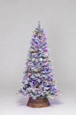 Заснеженная елка с гирляндой 2в1 "Скандинавия" с шишками (Литая+пвх) от 2,1 м до 3 м