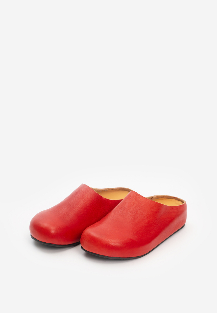 mule red leather