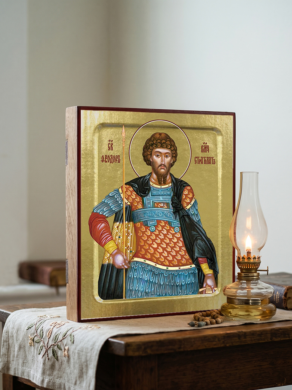Икона Феодора Стратилата, великомученика на дереве: 125 х 160 (Синопсисъ)